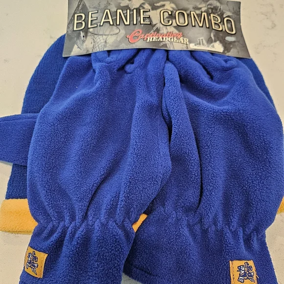 Blue and Yellow Westview Beanie and Scarf Set - Picture 2 of 2